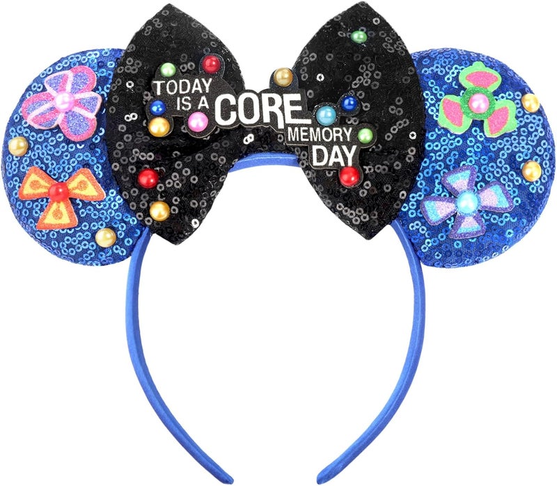ETLUK Mouse Ears Headband, Sequin Bow Blue Headband for Women Girls Adult, Parks Ears for Cosplay Accessories Party Decorations - Image 1